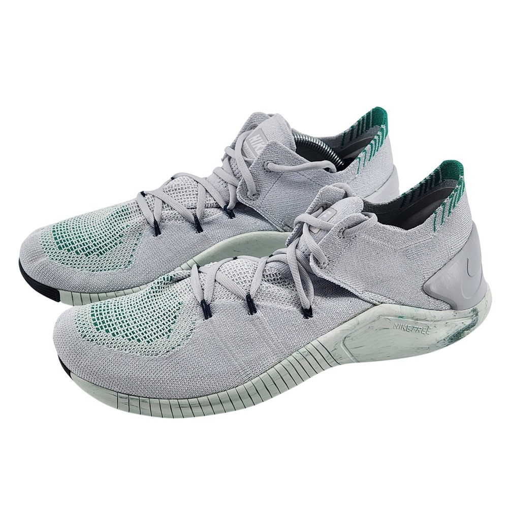 Nike Free TR Flyknit 3 AMP Womens 9 Gray Emerald Green Training Shoes AA1212-003